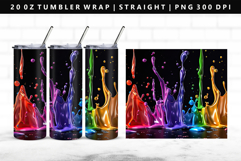 Rainbow 20oz Tumbler Wrap | Sublimation PNG Design Product Image 1