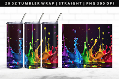 Rainbow 20oz Tumbler Wrap | Sublimation PNG Design Product Image 1
