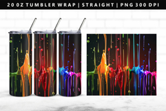 Rainbow 20oz Tumbler Wrap | Sublimation PNG Design Product Image 1