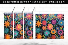 Flower 20oz Tumbler Wrap | Sublimation PNG Design Product Image 1