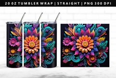 Flower 20oz Tumbler Wrap | Sublimation PNG Design Product Image 1