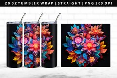 Flower 20oz Tumbler Wrap | Sublimation PNG Design Product Image 1