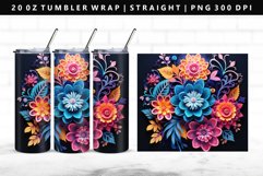 Flower 20oz Tumbler Wrap | Sublimation PNG Design Product Image 1
