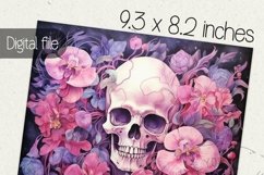 Skull tumbler wrap, Sublimation PNG design, Floral Halloween Product Image 2