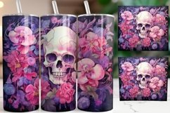 Skull tumbler wrap, Sublimation PNG design, Floral Halloween Product Image 1