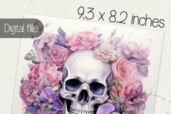 Skull tumbler wrap, Sublimation PNG design, Floral Halloween Product Image 2