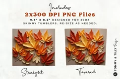3D Fall Leaves Tumbler Wrap PNG | 20oz Straight & Tapered Product Image 2