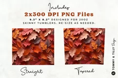 3D Fall Leaves Tumbler Wrap PNG | 20oz Straight & Tapered Product Image 2