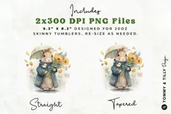 Watercolour Rabbit Tumbler Wrap PNG | 20oz Straight & Tapere Product Image 2