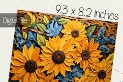 Sunflower tumbler wrap, 3d Sublimation PNG design Product Image 2