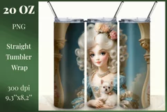 In this incredibly adorable illustration a little princess doll is portrayed surrounded by small and irresistibly cute puppies. This unique illustration is specifically designed for a tumbler with the capability for sublimation design. High resolution and