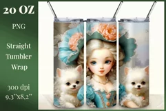 In this incredibly adorable illustration a little princess doll is portrayed surrounded by small and irresistibly cute puppies. This unique illustration is specifically designed for a tumbler with the capability for sublimation design. High resolution and