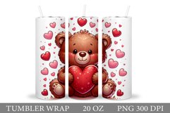 Valentines Bear Tumbler. Valentines Tumbler Sublimation Product Image 1