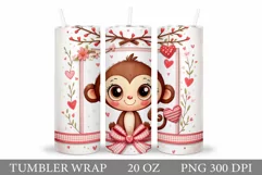 Valentines Monkey Tumbler. Valentines Tumbler Sublimation Product Image 1