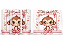 Valentines Monkey Tumbler. Valentines Tumbler Sublimation Product Image 2