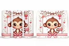 Valentines Monkey Tumbler. Valentines Tumbler Sublimation Product Image 2