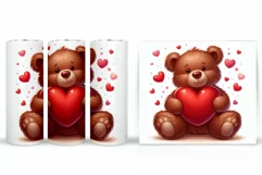 Valentines Bear Tumbler. Valentines Tumbler Sublimation Product Image 2