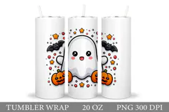 Cute Ghost Tumbler Sublimation. Ghost Halloween Tumbler Product Image 1