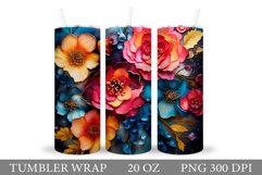 Flowers Tumbler Wrap Design. Sublimation Tumbler Flowers Product Image 1