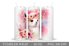 Cute Lama Tumbler Design. Lama Flowers Tumbler Sublimation Product Image 1