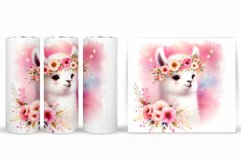 Cute Lama Tumbler Design. Lama Flowers Tumbler Sublimation Product Image 2