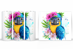 Parrot Tumbler Sublimation. Parrot Flowers Tumbler Design Product Image 2
