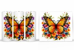 Butterfly Tumbler Sublimation. Flowers Tumbler Design Product Image 2