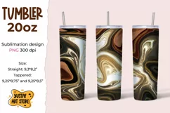 Skinny Tumbler sublimation 20oz.Brown glow marble, gold art Product Image 1
