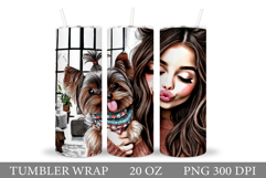 Girl and Dog Tumbler Design. Tumbler Sublimation Product Image 1