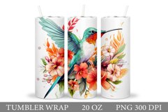 Hummingbird Tumbler Sublimation. Bird Flowers Tumbler Product Image 1