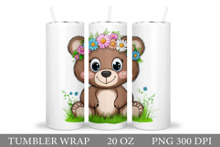 Cute Bear Tumbler Sublimation. Bear Summer Tumbler Design Product Image 1