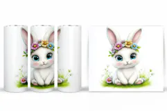 Cute Bunny Tumbler Design. Bunny Sublimation Product Image 2