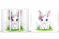 Cute Bunny Tumbler Design. Bunny Flowers Tumbler Sublimation Product Image 2