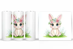 Cute Bunny Tumbler Design. Bunny Sublimation Product Image 2
