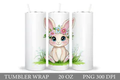 Cute Bunny Tumbler Design. Bunny Sublimation Product Image 1