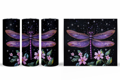 Dragonfly Tumbler Sublimation. Flowers Tumbler Wrap Design Product Image 2