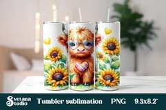 Baby highland cow glasses sunflower tumbler wrap 20 Oz Product Image 1