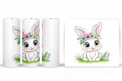 Cute Bunny Tumbler Design. Bunny Flowers Tumbler Sublimation Product Image 2