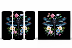 Dragonfly Tumbler Sublimation. Flowers Tumbler Wrap Design Product Image 2