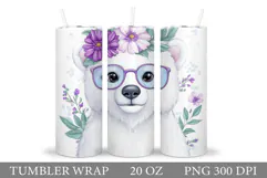 Polar Bear Tumbler Sublimation. Bear Flowers Tumbler Design Product Image 1