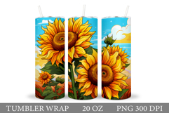 Sunflowers Tumbler. Flowers Tumbler Sublimation Product Image 1