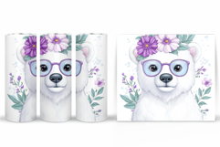 Polar Bear Tumbler Sublimation. Bear Flowers Tumbler Design Product Image 2