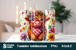 Baby highland cow glasses flower tumbler wrap design Product Image 1
