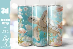 3D Sea Turtle Tumbler Wrap - 20 oz Tumbler Sublimation Product Image 1
