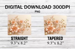 3D Pink Gold Flowers 20oz Sublimation Skinny Tumber Designs Product Image 2