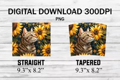 Cat with Floral Sunflowers 20 oz Tumbler Wrap Product Image 2