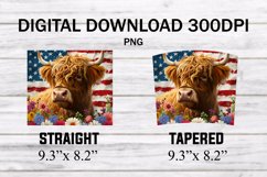 Cow Patriotic 20 oz Tumbler Wrap - 20 oz Tumbler Sublimation Product Image 2