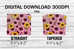 Pink Glitter Cowhide Sunflowers Tumbler 20 oz Wrap Product Image 2