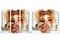 Girl and Dog Tumbler Design. Cute Dog Sublimation Product Image 2