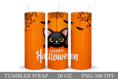 Cute Halloween Cat Tumbler. Halloween Tumbler Design Product Image 1